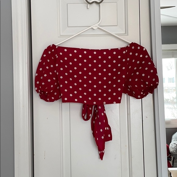 Pokadot Tie Around Crop Top - Picture 3 of 5